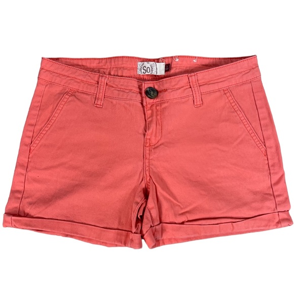 Wallflower & So size 3 shorts with rolled cuffs, 1 jean, 1 coral/orange, EUC - Picture 2 of 16